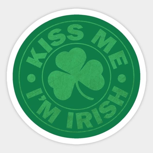 Kiss Me I'm Irish Shamrock St Paddys Day Men Women Sticker by JohnnyxPrint